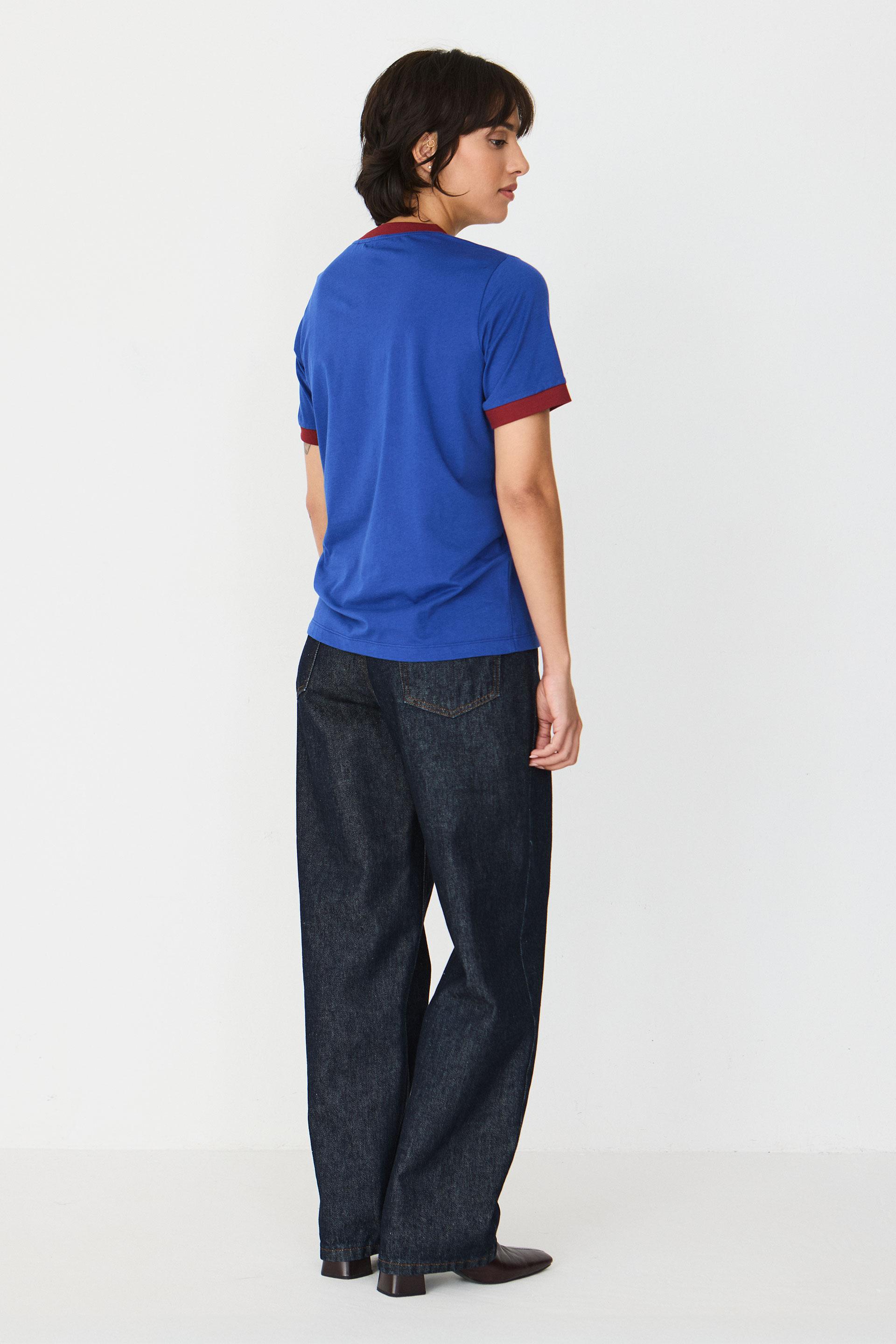 SKFK Neskur Blue GOTS T-Shirt Damen Bio Baumwolle blau